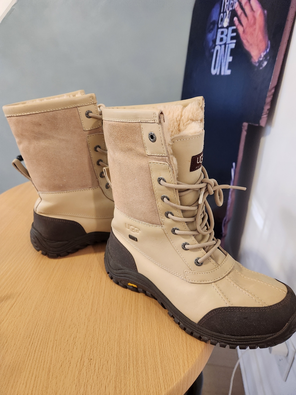 UGG Women's Beige Lace-Up Winter Boots